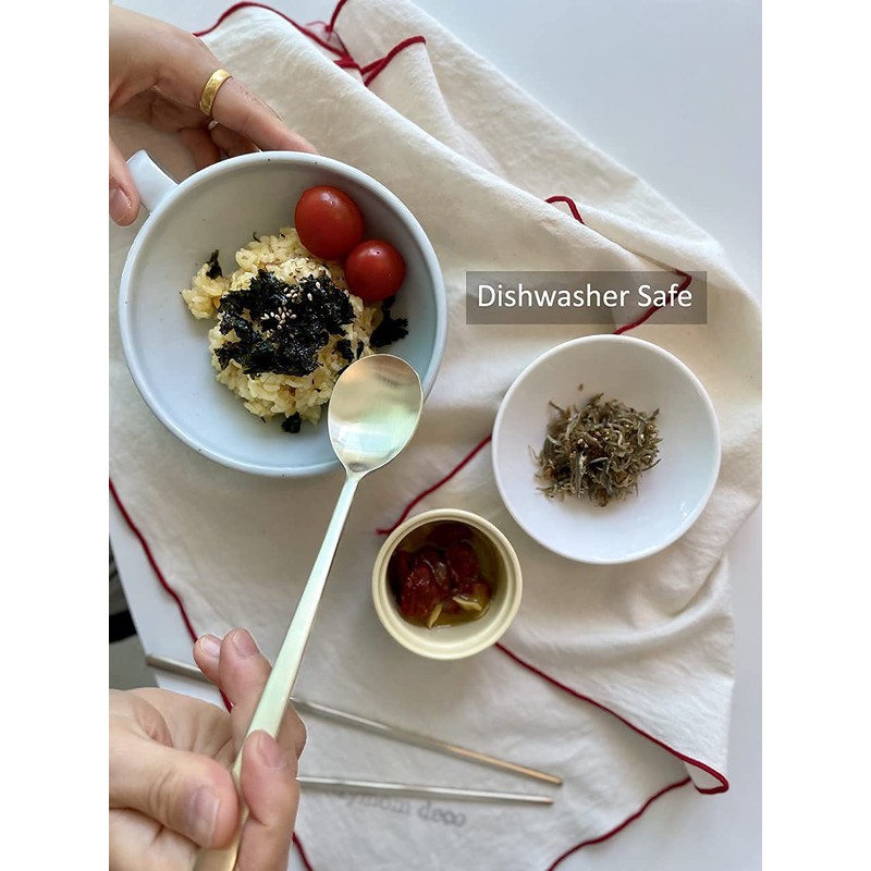 cozymomdeco Korean Made Traditional Utensil Flatware Simple Design Gold Color