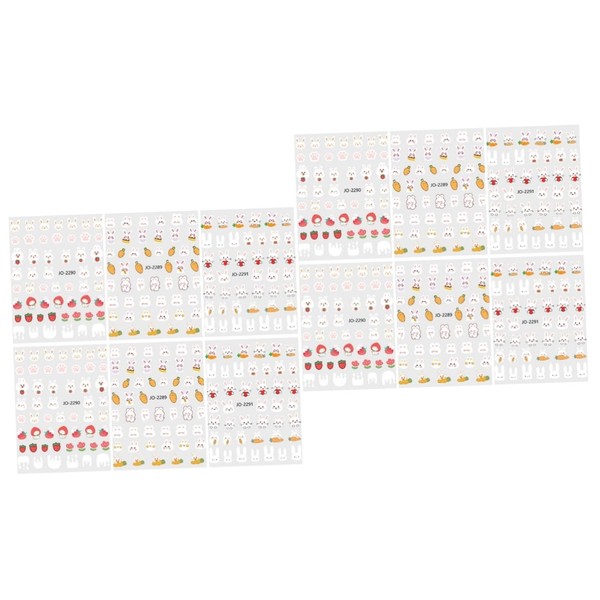 Vaguelly 2sets 6 Sheets Bunny Nail Art Stickers Cute Rabbit
