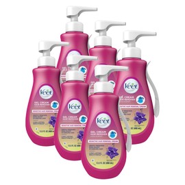 Veet Sensitive Skin Formula with Aloe Vera and Vitamin E, Dermatologically Tested Hair Removal Gel Cream 13.5 Fl Oz. for Legs & Body (6 Pack)