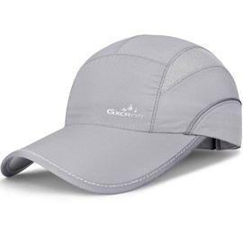 GXCROR Quick-Dry Running Hat for Men & Women - UPF 50+ Breathable Mesh, Reflective Sports Cap for Outdoor, Hiking Light Gray