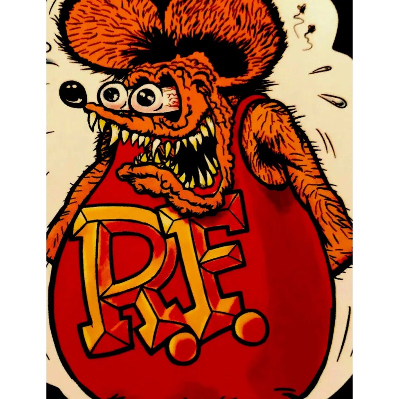 RAT FINK STICKER “RAT ORANGE & RED” 3 1/2“ X