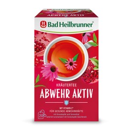 Bad Heilbrunner Abwehr Aktiv - Kräutertee im Filterbeutel - Hibiskus, Orangenblätter, Zitronengras - mit Vitamin C für die Abwehrkräfte & das Immunsystem (5 x 20 Filterbeutel)