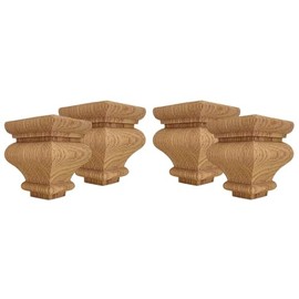 Highland Manor Wood Products Square Cypress Bun Foot - 3" Tall x 2 1/2" Wide (Oak) (Set of 4)
