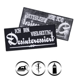 Funny Sew-On "Ich bin vielseitig Disinterestsiert" Iron-On Biker Patch/Iron-On Transfers for Sewing/Iron-On Chiller Gift Application for All Fabrics 90 x 40 mm