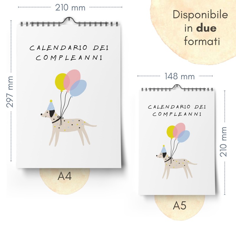 Birthday Calendar Year Independent (Italian) – Perpetual Calendar Undated for