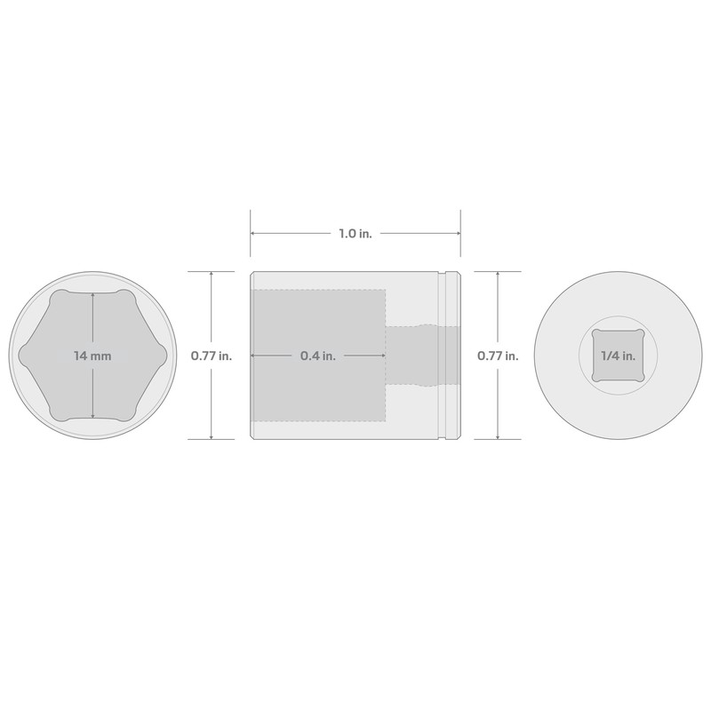 TEKTON 1/4 Inch Drive x 14 mm 6-Point Socket |