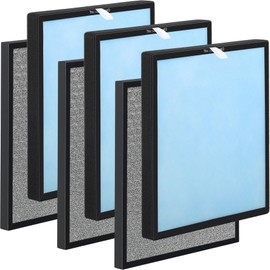 3 Sets HSP001 H13 True Hepa Replacement Filters, Compatible with HATHASPACE Air Purifier, 4 in 2 | True H13 HEPA Filter with Activated Carbon Pre-Filter.