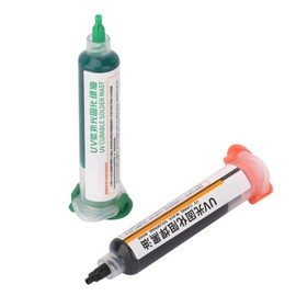 Tinta de máscara de soldadura, 2 piezas de tinta de máscara de soldadura de curado UV para PCB negro + verde, máscara de soldadura curable UV Pintura de reparación de PCB BGA, tinta resistente a solda