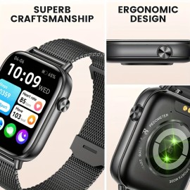 Sports Smart Watch, 1.83'' Full Touch Screen Display With Message, Answer Make Call Smartwatch,Sleep Monitoring,Sports PedometerColor: Gold