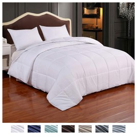 Reversible Lightweight Comforter - All Season Down Alternative Comforter Twin Summer Duvet Insert White Quilted Bed Comforters with Corner Tabs Twin Size White
