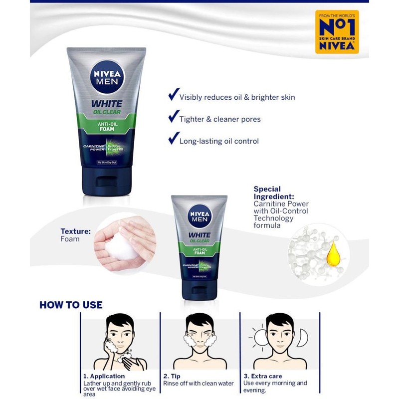 Nivea Men Facial Foam / Cleanser / Pembersih Muka 100ml