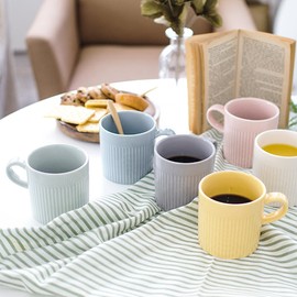 Dogiya domestic ceramics line mug 375ml set of 2 (6 colors), peach pink peach pink_emerald emerald / 도기야 국산 도자기 라인 머그 375ml 2개세트 (6color), 피치핑크피치핑크_에메랄드에메랄드