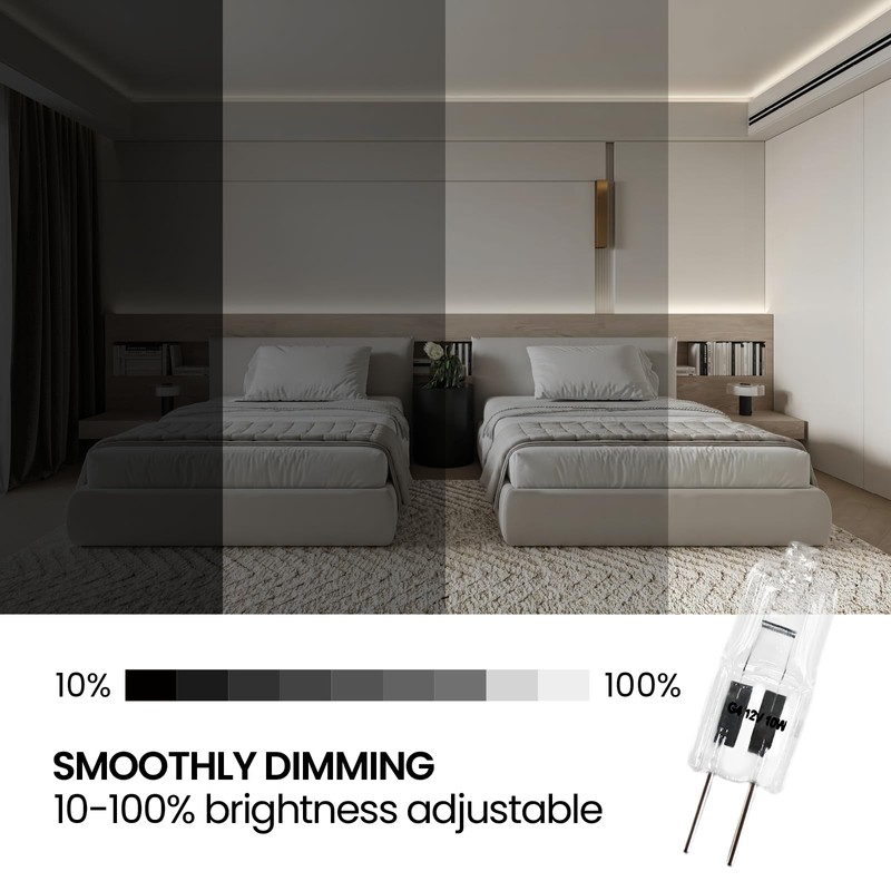 FENDITEK G4 12V 10W Halogen Light Bulbs with G4 Bi-pin