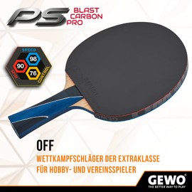 GEWO PS Blast Carbon Pro Table Tennis Bat - ITTF Approved Professional Table Tennis Bat, Carbon Bat with Fast Surface GEWO Return Pro and High Rotation Properties, Concave, 2.0 mm Sponge
