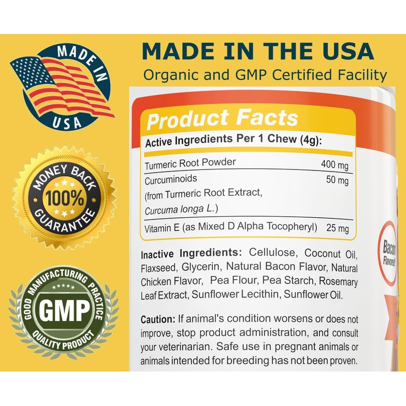 Amazing Turmeric for Dogs Curcumin Pet Antioxidant - Eliminates Joint