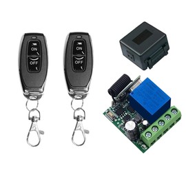 QIACHIP 433 MHz DC 5 V 6 V 12 V 24 V 60 V 1CH Wireless Remote Control RF Switch Module Receiver Relay with 2 Transmitters, for On/Off Lights, Gate Door Open