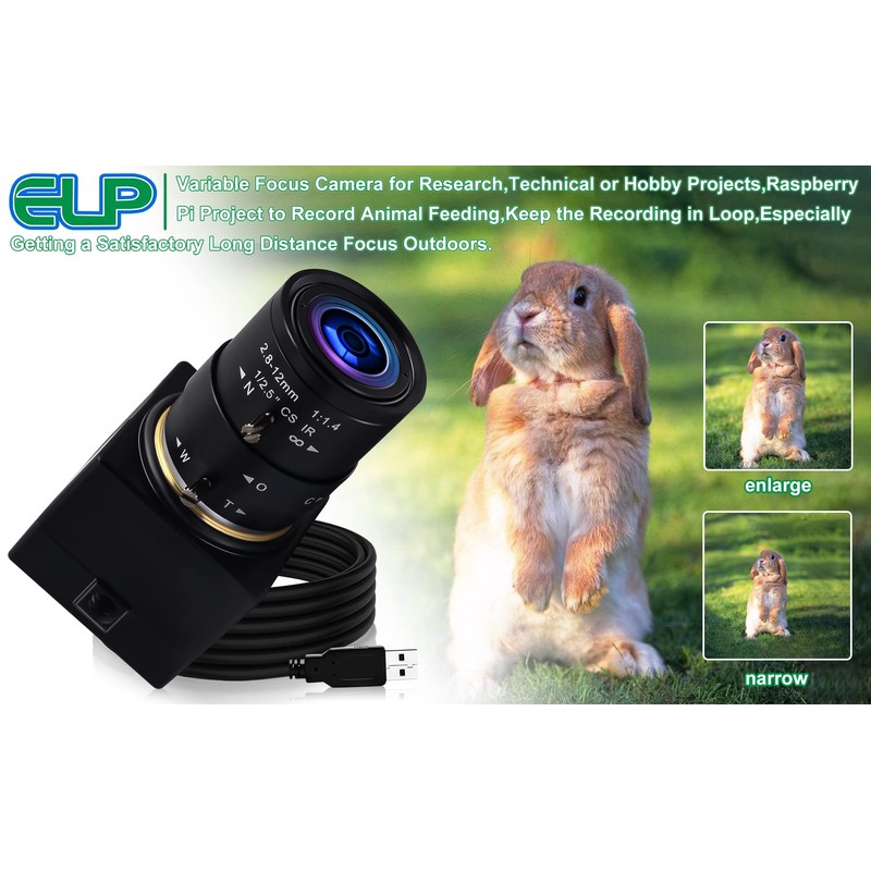 1080P USB Webcam with Zoom 2.8-12mm Vari-Focus PC Camera -