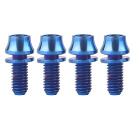 VAMUOEFL M5x12mm Titanium Bolts with Washers for Bicycle Water Bottle Cage Hex Ti Screws, Quantity 4Pcs (Blue)