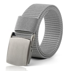 WELROG Kids Nylon Belt for Boys and Girls - Children's Belts for Boys age 6-12 Holeless Black Belt kids Schooluniform Belt with Silver Buckle