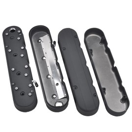 TBAPFS Cast Aluminum Valve Covers with Coil Mounts Compatible with LS Chevy Small Block SB V8 293 325 376 427 - Black