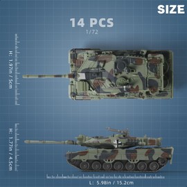 SEBUNAS Leopard 2A7 Militärpanzer im Maßstab 1/72, Schnellbaumodell, deutsches Panzerfahrzeug, Leopard 2A7, Kampfpanzer-Baumodell (14 Teile)