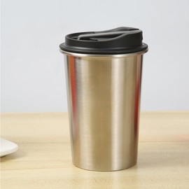 YIGOGOYI Portable Stainless Steel Coffee Cup with Ceramic Bowl & High-Temperature Silicone, Stainless Steel Water Mug Fashion Design For Concealed Gatherings (Silver)