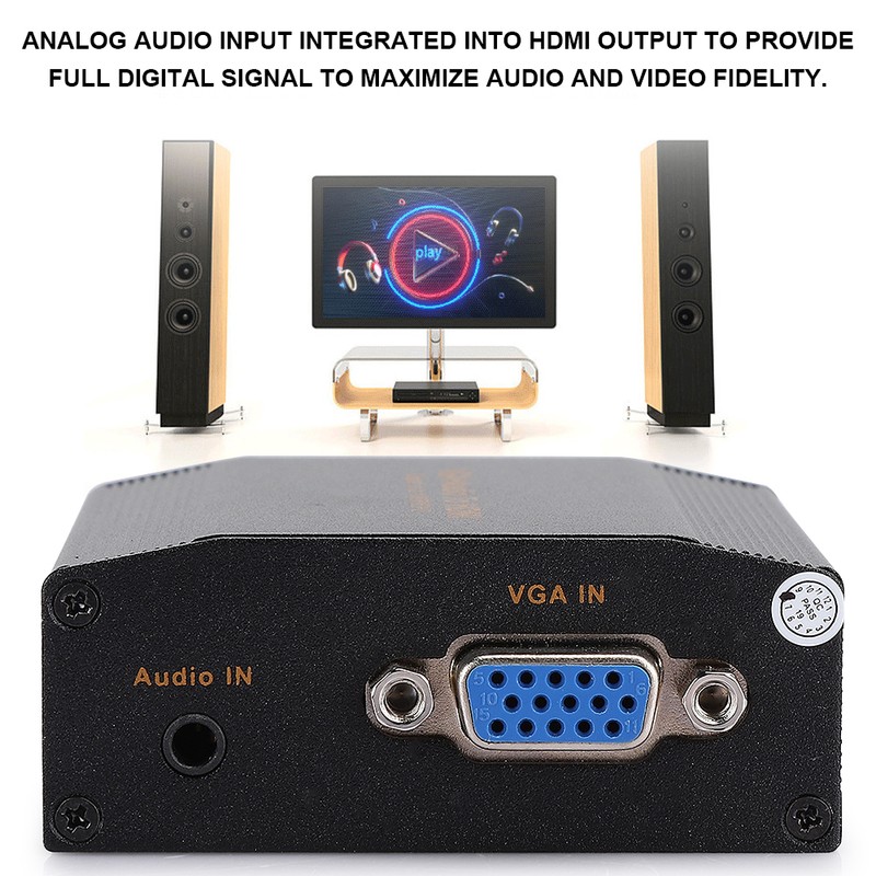 VGaAudio to HDMI 1080P Portable Audio Converter Convertor Adaptor Equipment