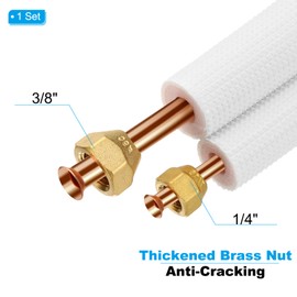 PATIKIL Mini Split Line Set, 10 Ft 1/4" 3/8" OD AC Extension Line Copper Pipe Tubing with Flared Nuts Thickened PE Insulated and Wire for Mini Split Air Conditioner HVAC Heat Pump System