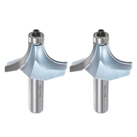 sourcing map 2pcs Roundover Router Bit 1/2 Shank 3/4" Radius Tungsten Steel Tipped Edge Rounding Over Bit with Bearing Guide, Woodworking Milling Tool, Light Blue