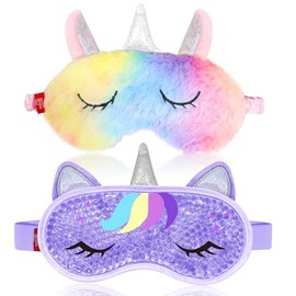 Sleeping Mask Pack of 2 Cooling, Sleep Relaxation Eye Mask, Eye Mask with Gel Cooling Mask for Cold Therapy, Swollen and Tired Eyes, Gift for Women and Girls