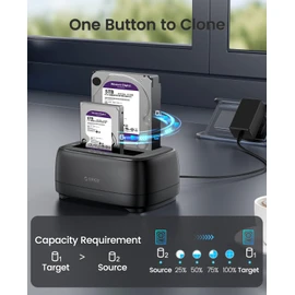 ORICO Hard Drive Docking Station Dual Bay USB 3.0 to SATA with Duplicator/Offline Clone Function External Hard Drive Dock for 2.5''/3.5'' HDD SSD Max Up to 44TB Support UASP Plug&Play-DD-C