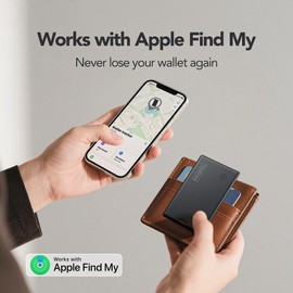 2025 [MFi Certified] (iOS Only) Bluetooth Tracker Smart Finder for Find My, Card Wallet Finder GPS Tracker, Keys Finder and Item Locator for Keys, Bags, Passport, Replaceable Battery(Black)