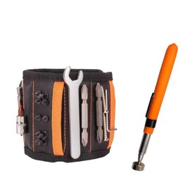 Fluox Fuya Magnetic Wristband for Tools with 15 Strong Magnets, Tool Belt for Holding Screws Nails, Practical Gadgets for Dad, Husband, Grandpa, Handyman (incl.Telescoping Magnetic Pick Up Tool)