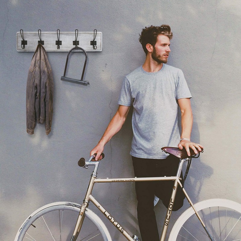 Rustic Coat Rack - Wall Mounted Whitewash 24" Entryway Coat