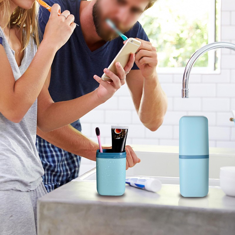 Huakaile 2 Pack Travel Toothbrush Holder, Portable Toothbrush Cup with