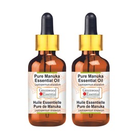 Greenwood Essential Pure Manuka Essential Oil (Leptospermum scoparium) with Glass Dropper Steam Distilled 100ml x 2 (6.76 oz)