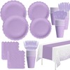 HIPVVILD Purple Party Decorations Supplies Tableware, Light Purple Plates And