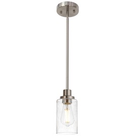 TODOLUZ Pendant Light Fixture in Brushed Nickel Finish, 1-Light Modern Hanging Lighting Over Table, Adjustable Kitchen Island Lighting for Hallway Bedroom Office Bar Farmhouse