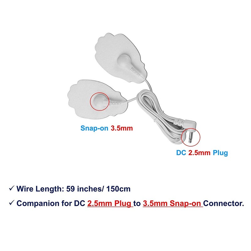 HARPIMER TENS Electrode Cable 2.5mm Male to 3.5mm Snap-on Male