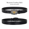 Vikodah Men Women-Western-Cowboy-Leather-Belts - Longhorn Bull Pattern Buckle Belt Floral