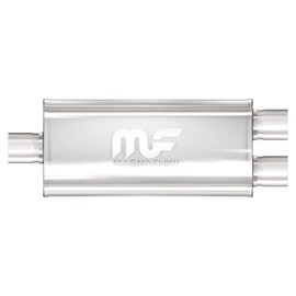 MagnaFlow Performance Exhaust Muffler 12251: 2.25"/2.25" Inlet/Outlet, 5x8x18" Oval, Stainless Steel, Satin Finish