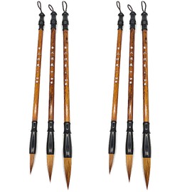 Chinese Calligraphy Brush Set for Beginners Premium Traditional Brush for Kanji, Japanese Sumi, Chinese Calligraphy, Writing, Painting, Watercolor, and Ink Art (6pcs)