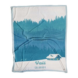 Northwest Art Mall Vail Colorado Cross Country Ski Cabin Ultra Fleece Bed Sofa Travel Cozy Blanket from Illustration by Illustrator Sassan Filsoof 60" x 80".