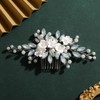 Rumtock Opal Crystal Hair Comb with White Flower Silver Hair
