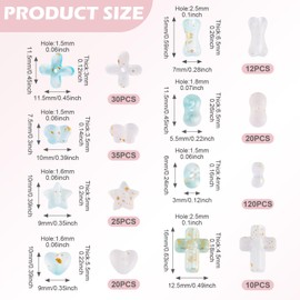 Assorted Acrylic Beads for Bracelet Making 272Pcs Frosted Gold Foil Acrylic Beads Heart Cross Star Kandi Aesthetic Beads for DIY Crafts Keychain Phone Lanyards Necklace Earring Making