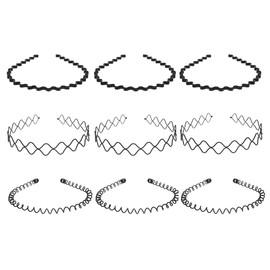 Mens Hair Band Sports Hair Bands Men,Hoop Spring Wave Hairband, Non-Slip Sports Fashion Headband, Metal Hair Band Men, Hair Hoop Outdoor Sports, Suitable for Outdoor Sports,Everyday Wear. (9 Pcs)