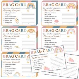 CHUNNIN 60Pcs Boho Rainbow Brag Cards Boho Sunshine Teacher Mail Notes Postcards for Notes Home Classroom Incentives Motivational Cards for Back to School Teacher, Elementary Classroom Supplies