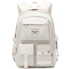 MAKUKKE Laptop Backpacks 16 Inch School Bag 2024 Back to School College Backpack Anti Theft Travel Daypack Bags Bookbags for Summer 2024 Teens Girls Women Students - Color: Beige