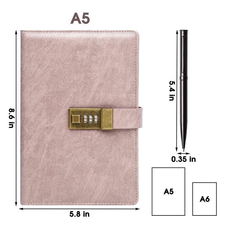 WEMATE Diary with Lock, A5 Journal with Lock 240 Pages,