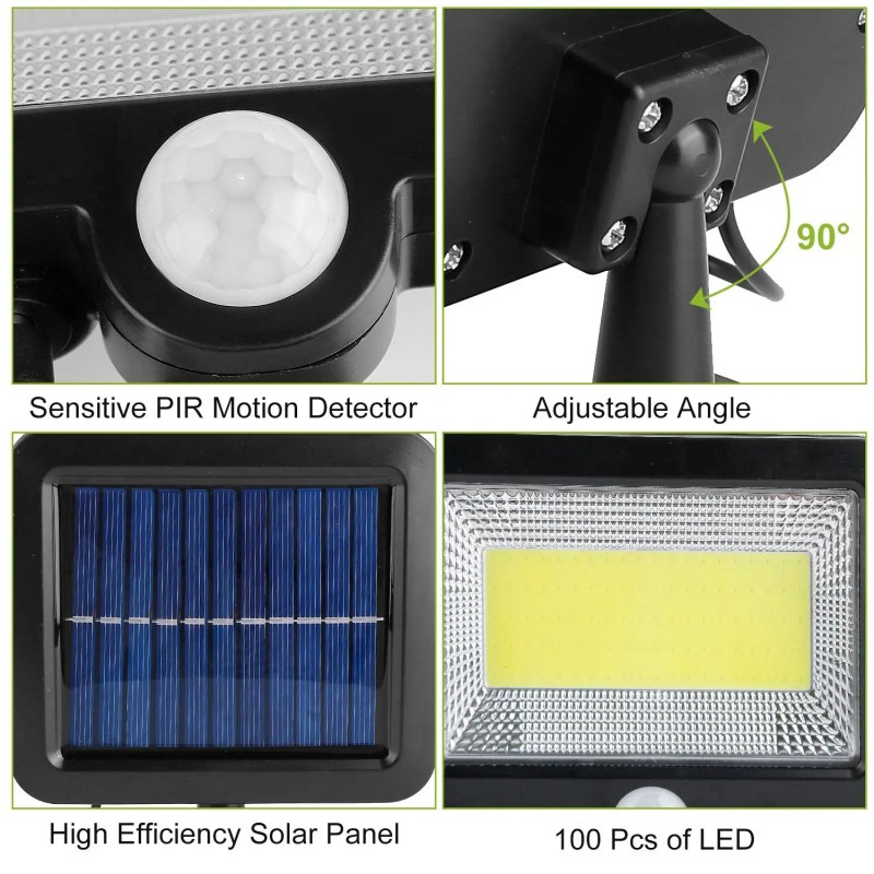 100 LED Solar Powered Wall Light Outdoor IP65 Waterproof Motion